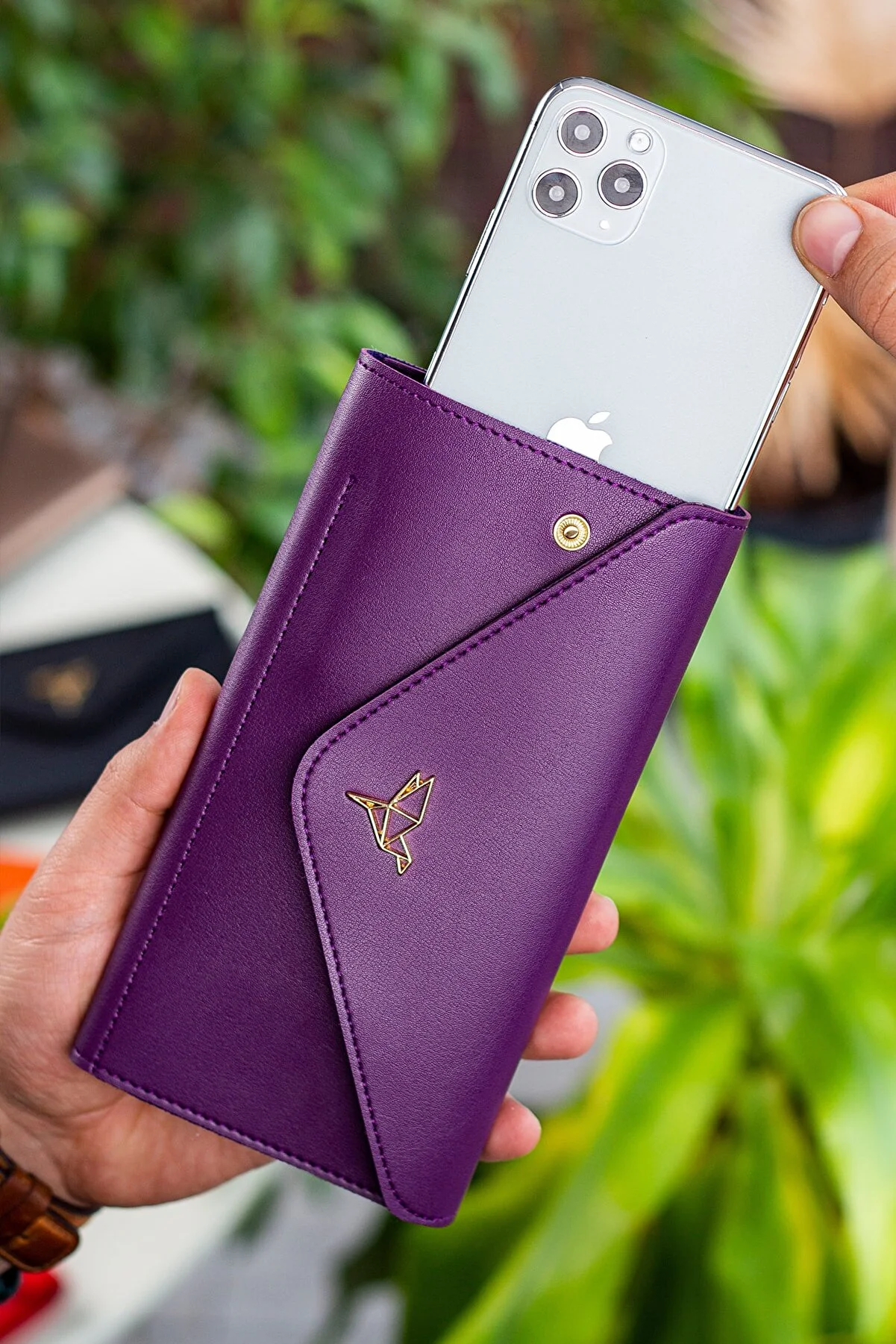 Garbalia  Umschlagmodell Lila (DAMSON) Geldbörse mit Umschlagtelefon und Münzfach