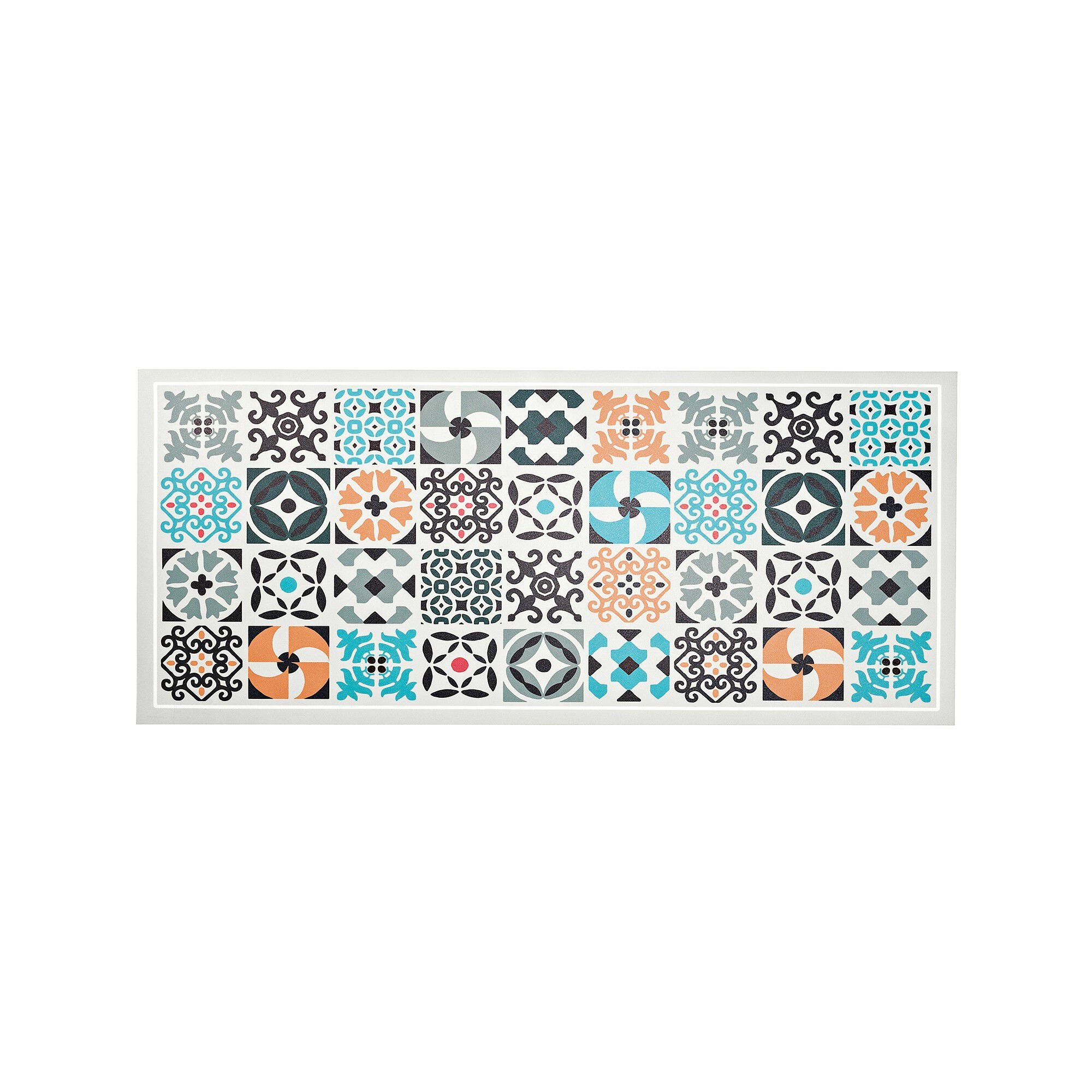 Tapis vinyle effet carreaux ciment couleur