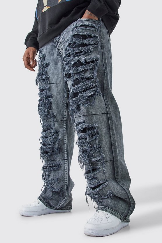 Plus lockere Jeans mit extremen Rissen