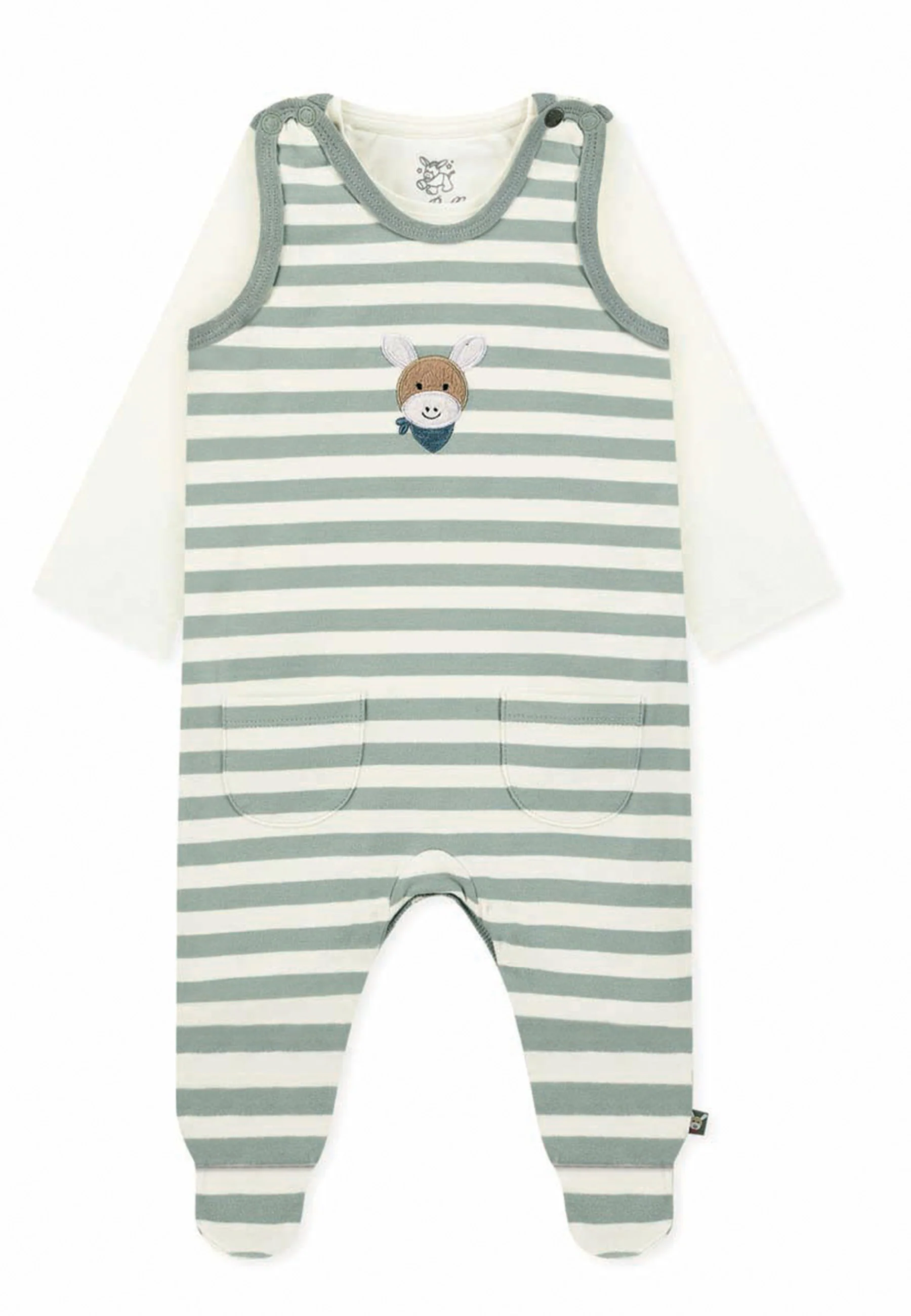 GOTS Strampler-Set Jersey Esel Emmi Boy mit Stick