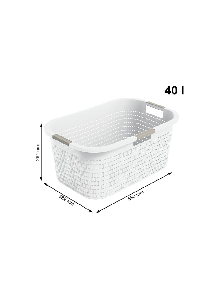 Rotho Wäschebox 40L COUNTRY - ergonomische Wäschebox aus Kunststoff  in Weiß günstig kaufen onesize