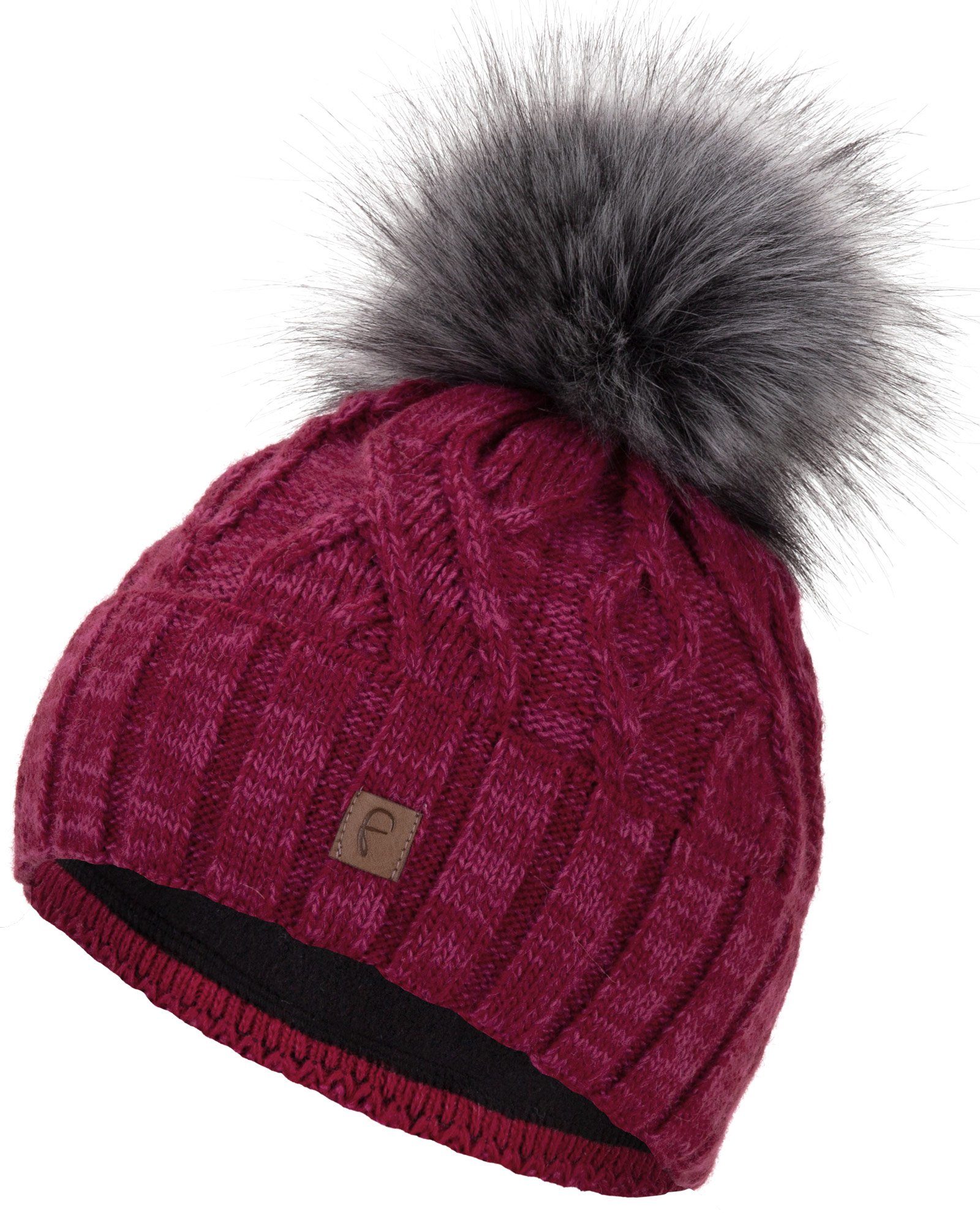Faera Bommelmütze Gefütterte Wintermütze Damen Herren Winter Beanie Haube Strickmütze