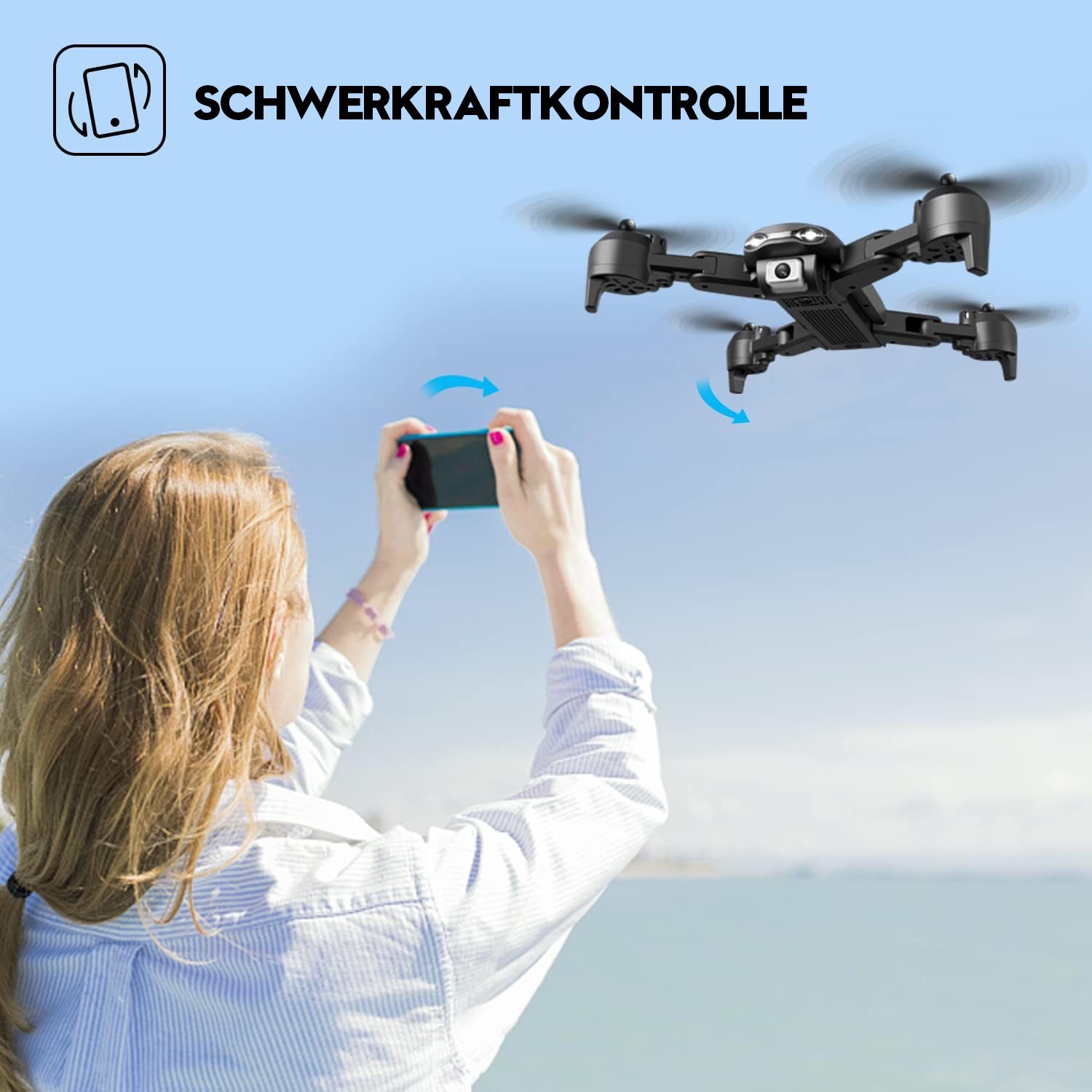4DRC V12 Hubschrauber-Drohne Spielzeug-Drohne (1080p Full HD, faltbares Mini-RC-Quadcopter-Spielzeug)