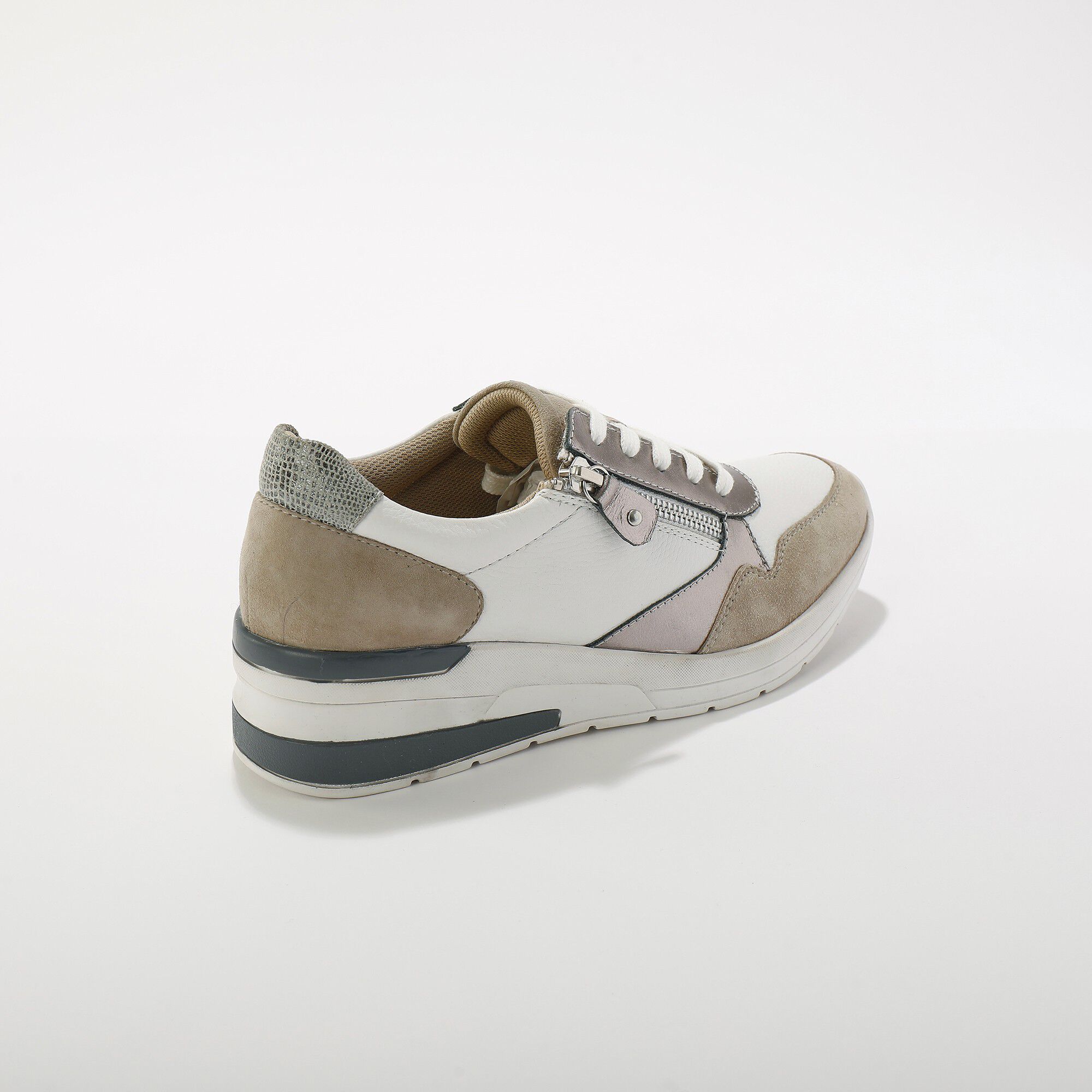 Sneakers à lacets zippées en cuir