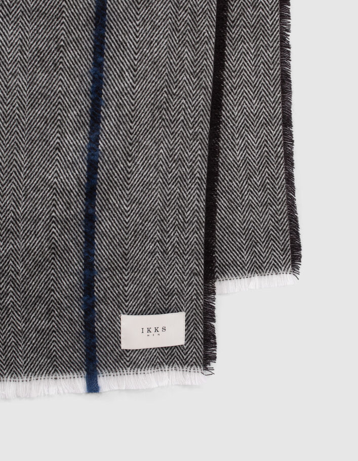Echarpe grise motif chevrons et rayures indigo Homme