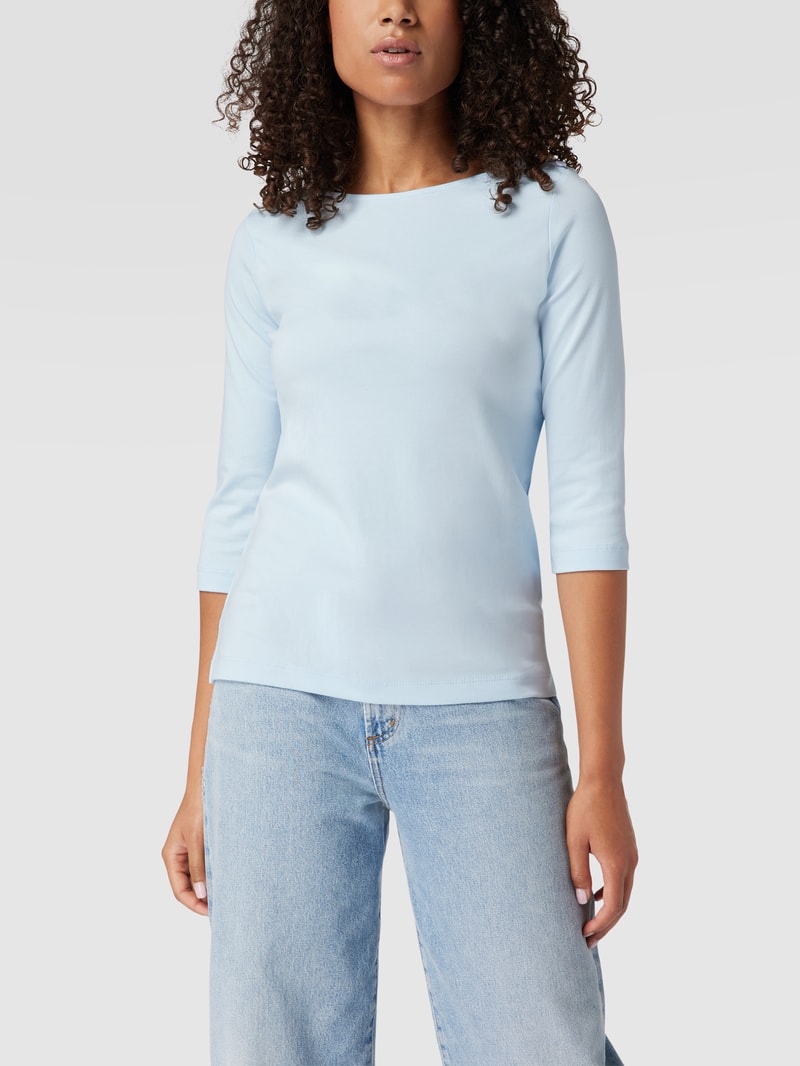 T-Shirt mit 3/4-Arm und dekorativen Knöpfen in hellblau