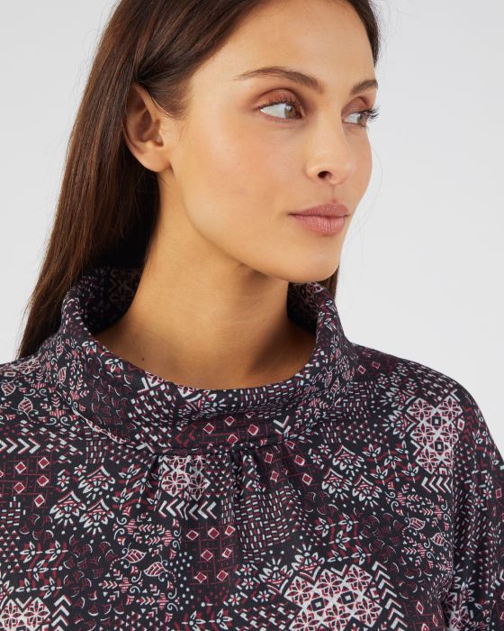 Tee-shirt col montant maille chaude, manches longues