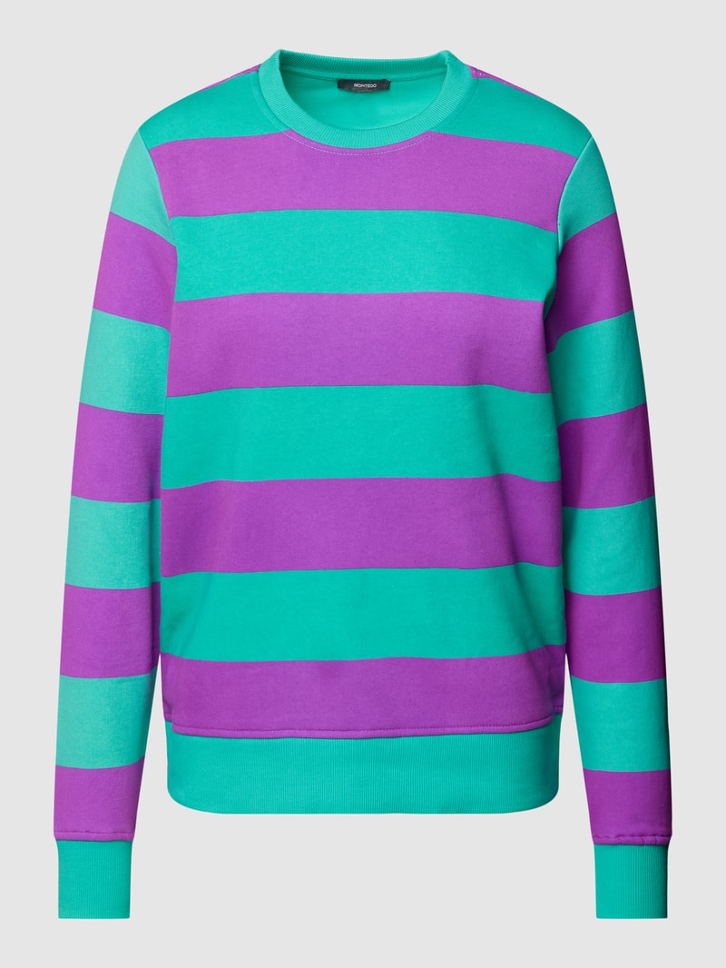 Sweatshirt mit Blockstreifen in apfelgrün