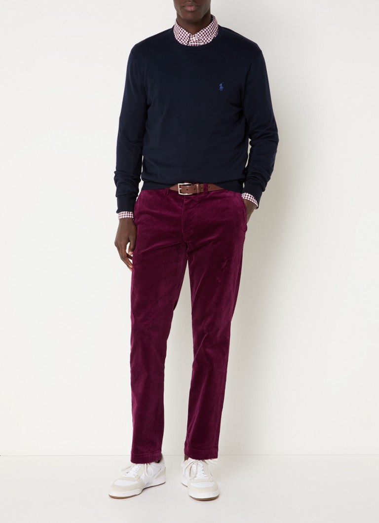 Pantaloni chino slim fit din catifea reiată Ralph Lauren cu buzunare laterale