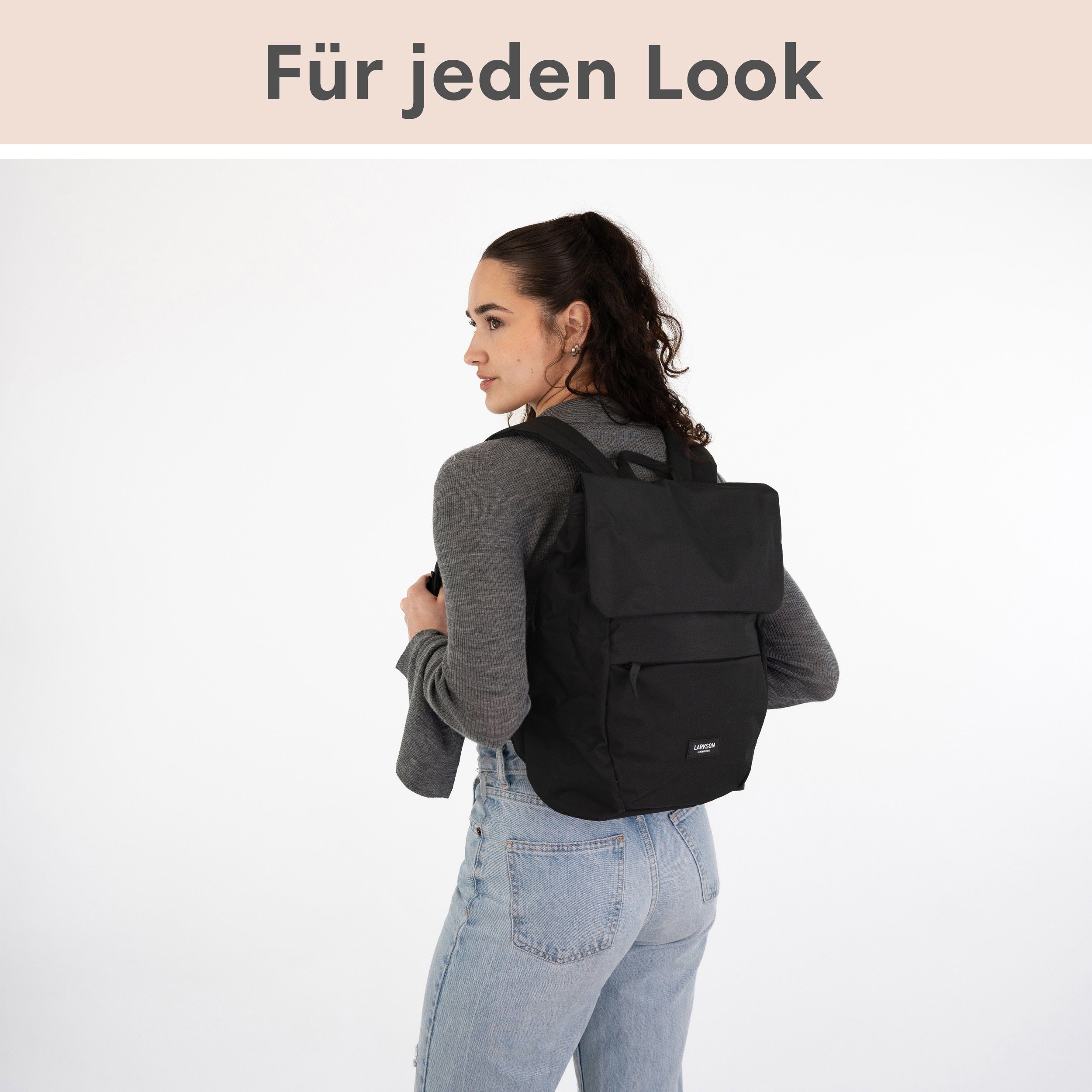 LARKSON Cityrucksack Ronja Laptop Rucksack Damen Herren Klein Elegant, Magnetverschluss, Laptopfach, Wasserabweisend