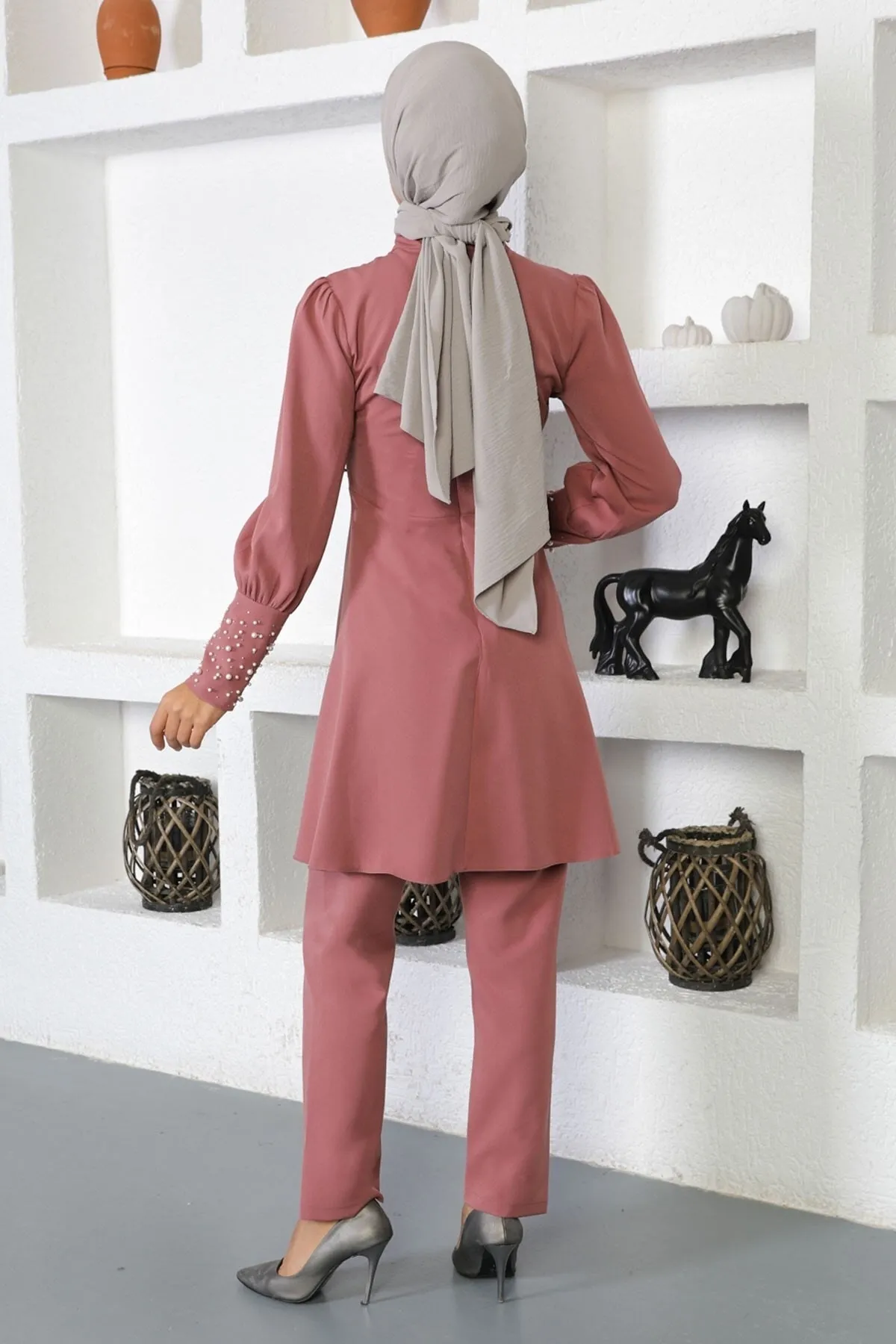 Modamihram  Doppelset mit Perlen, Dusty Rose 17800