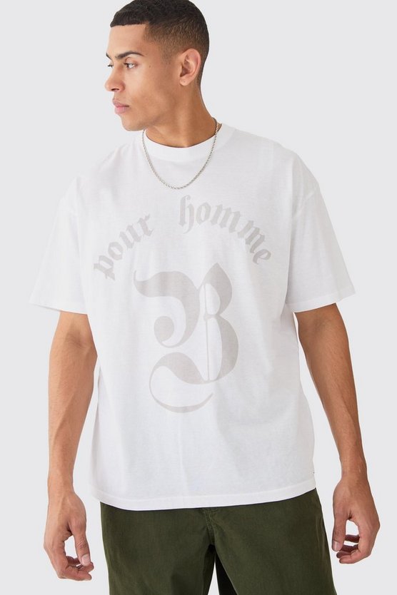 Oversize T-Shirt mit Pour Homme Print