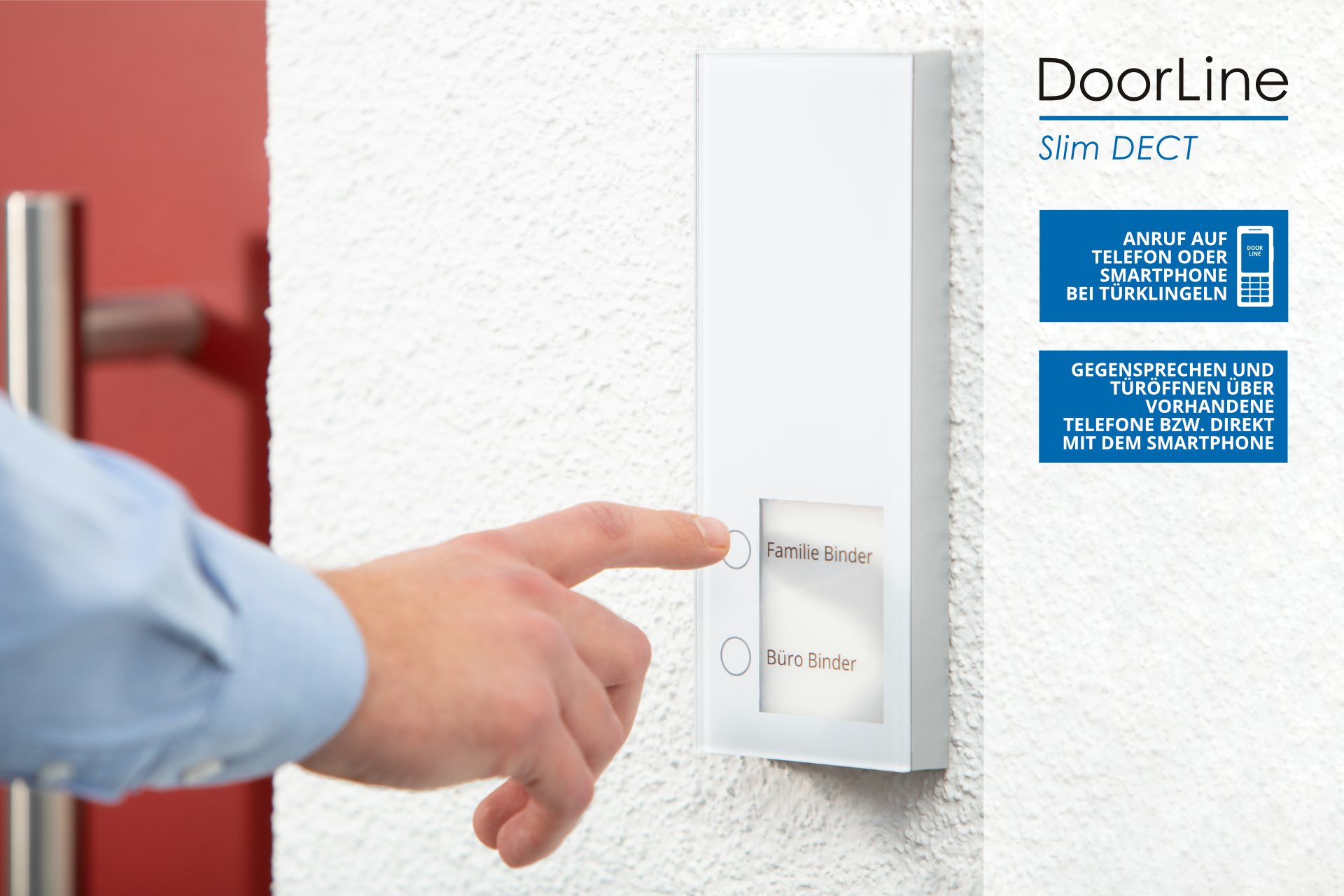 DoorLine Slim DECT Smart Home Türklingel (per Knopfdrück mit der AVM FRITZ!Box zur Tür-Sprechanlage gekoppelt)