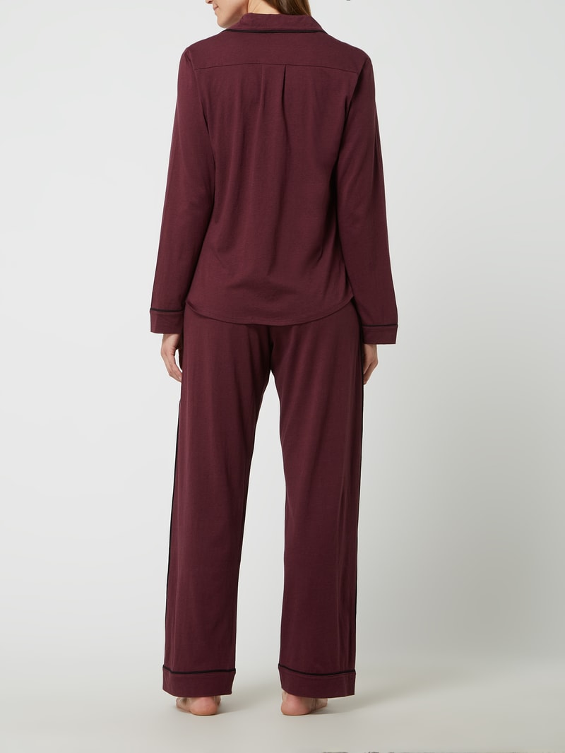 Pyjama aus Baumwoll-Viskose-Mix in bordeaux rot
