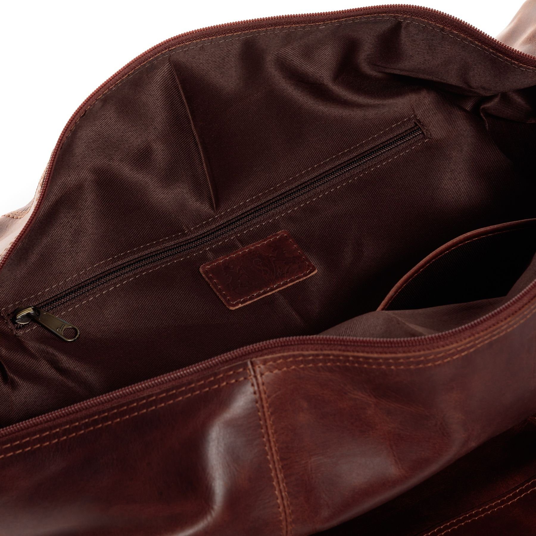 SID & VAIN Reisetasche Leder Weekender Unisex YALE, Echtleder Reisegepäck für Damen & Herren, Sporttasche XL braun-cognac