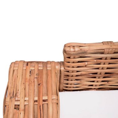 vidaXL Loungesofa 2-tlg. Gartensofas mit Polster Natürliches Rattan