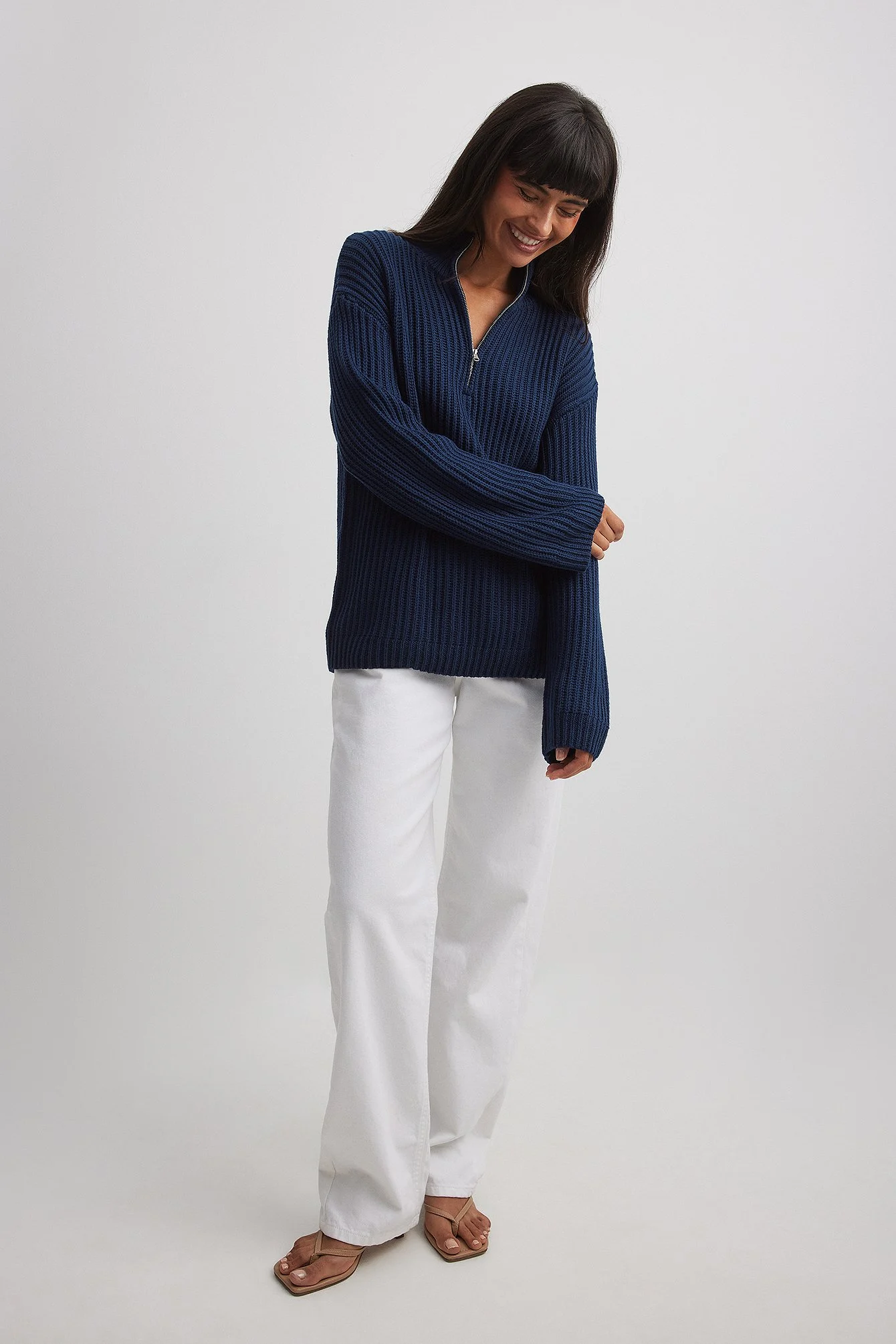 Reißverschluss vorne Strickpullover