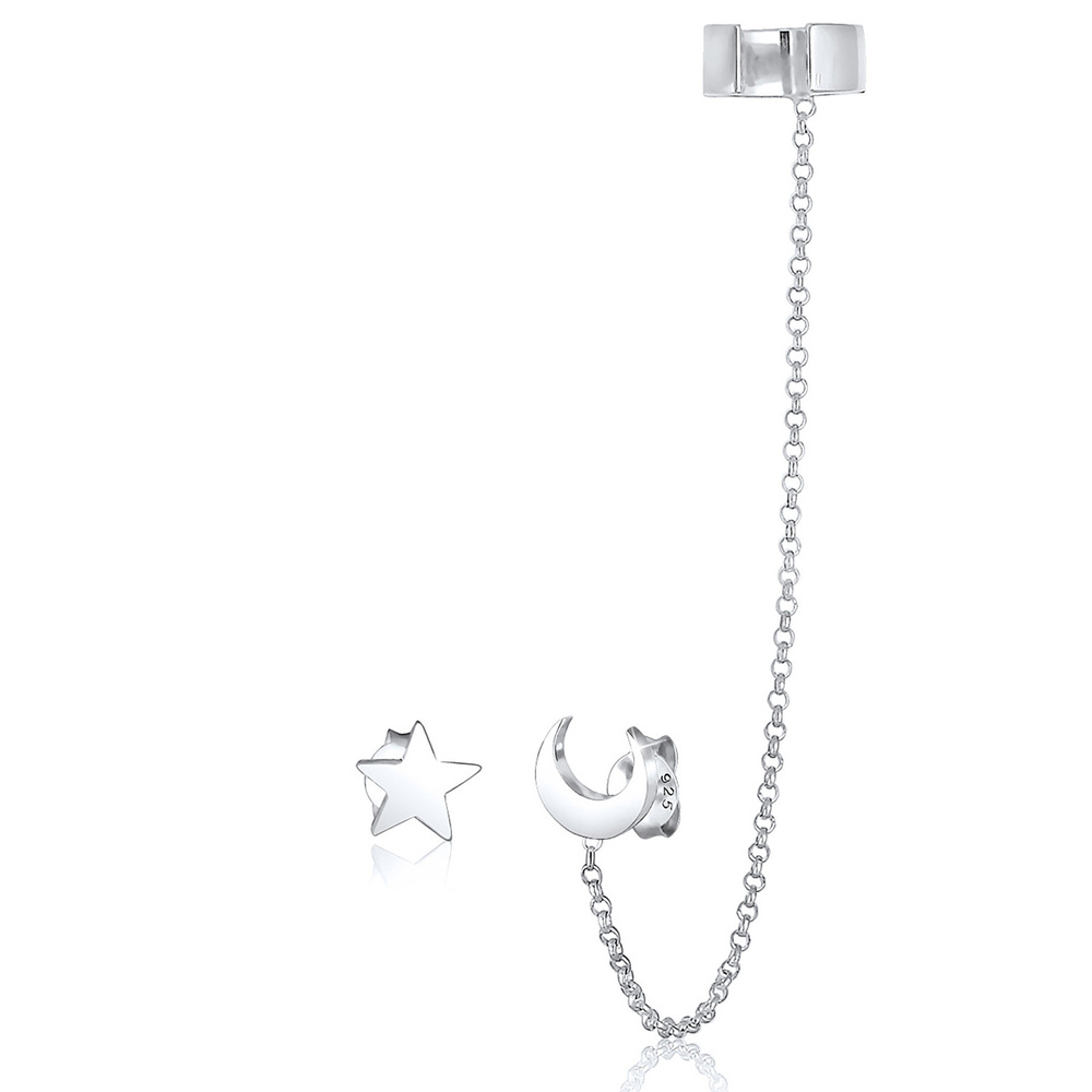 Elli Elli Boucles d'Oreilles Femmes Earcuff Clous d'oreilles Astro Étoiles Demi-lune e Boucles d'oreilles