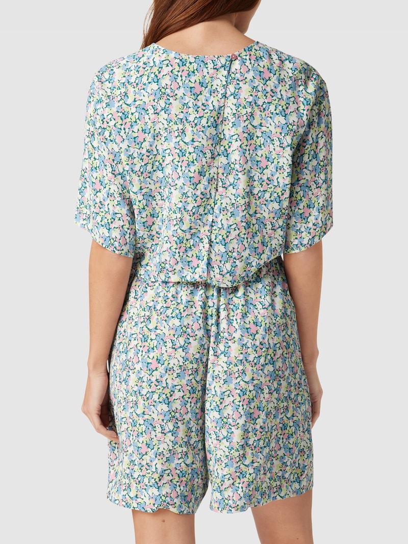 Jumpsuit mit floralem Muster in rauchblau