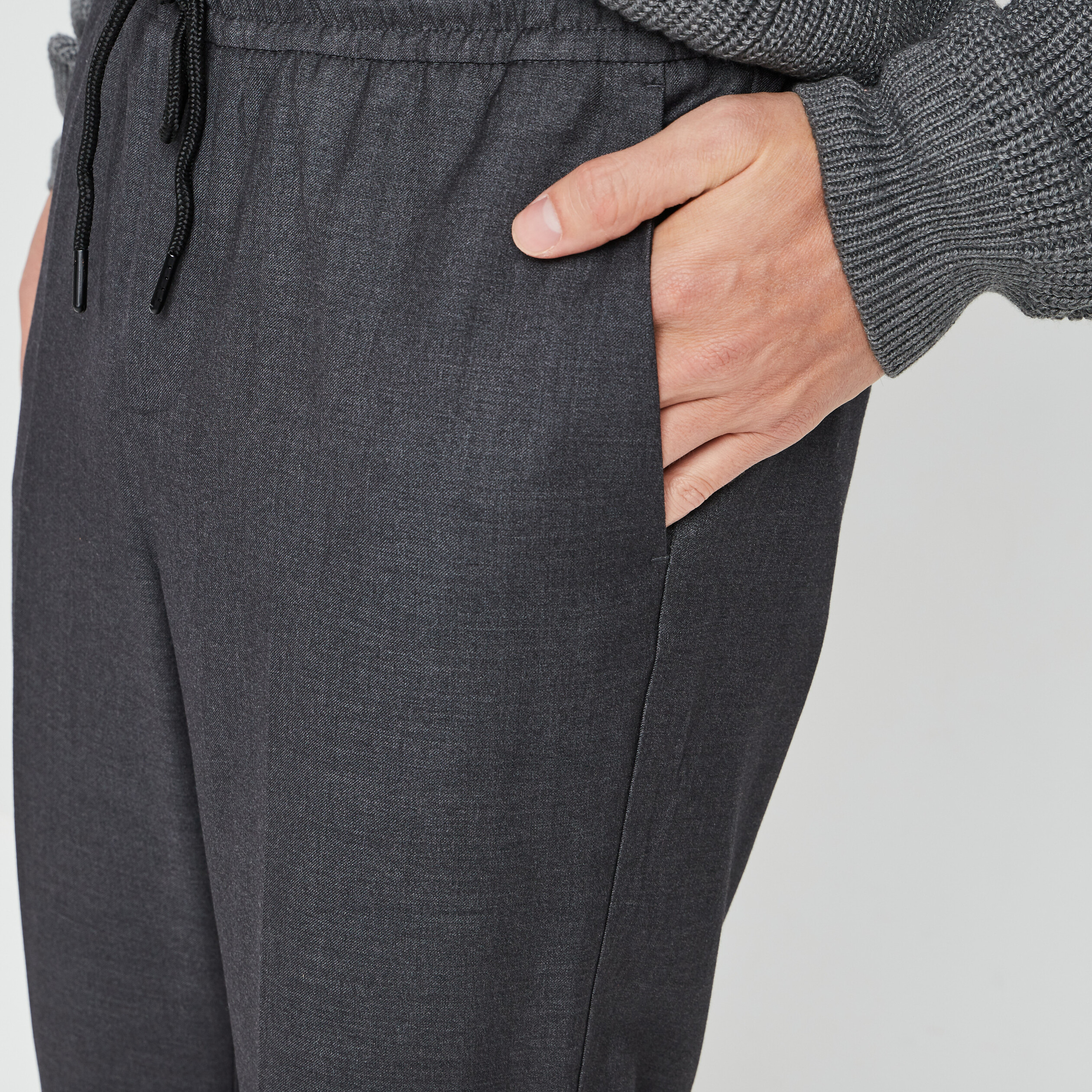 Pantalon droit à coulisse gris foncé homme | La Halle