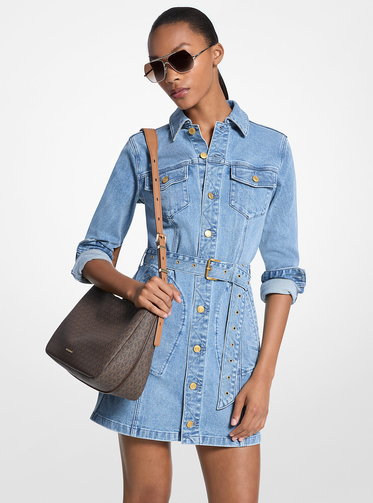 Minikjole i denim med belte – BLUESKY WASH