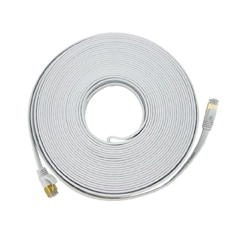 Vago-Tools CAT7 Patchkabel Netzwerkkabel weiß 10m flach