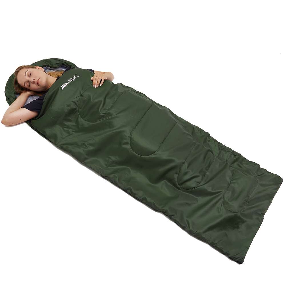 JELEX Outdoor Schlafsack 220 x 75 cm 15 °C grün