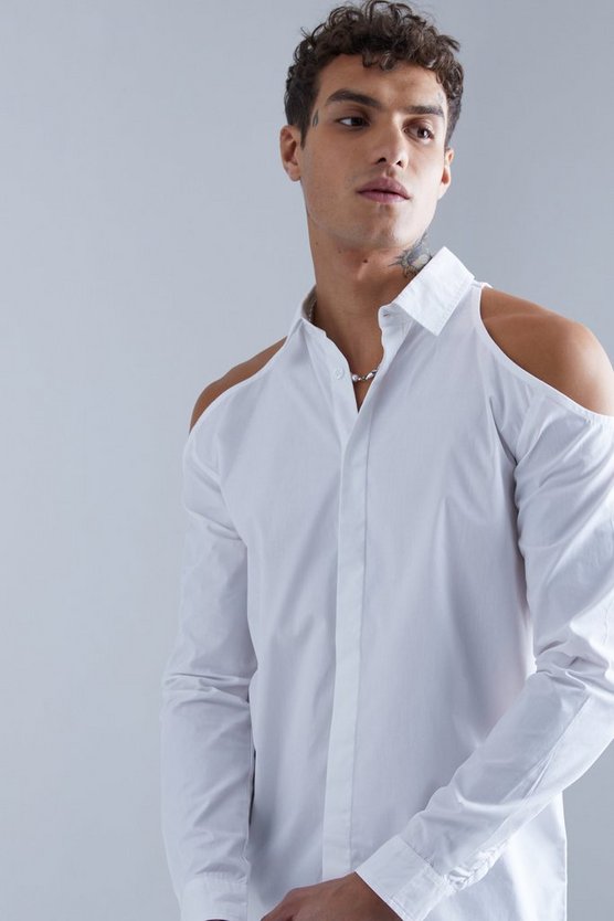 Hemd mit Cut-Out und verdeckter Knopfleiste