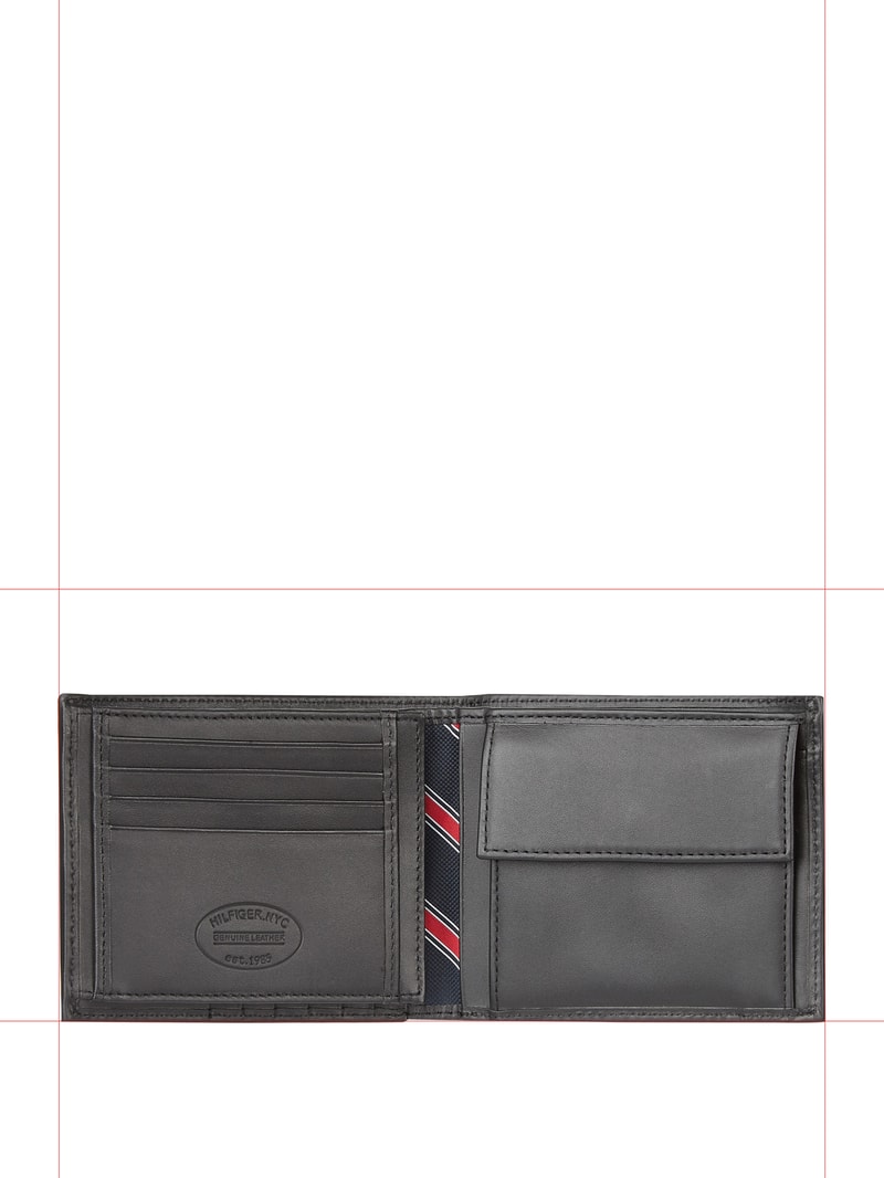 Geldbörse aus Leder mit Logo-Applikation in schwarz