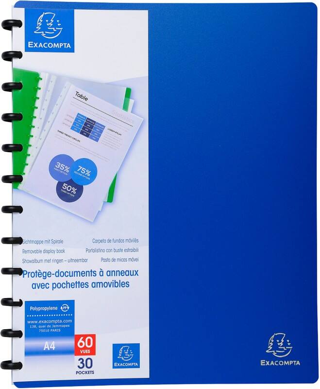 Exacompta Präsentationsmappe 86362E Blau Polypropylen 4 Stück