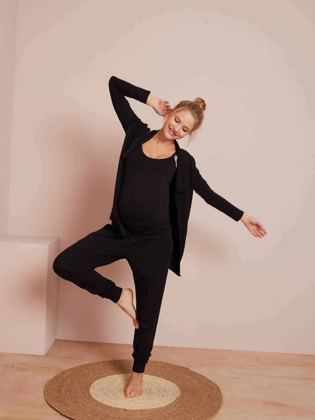 Ensemble 3 pièces homewear grossesse et allaitement noir