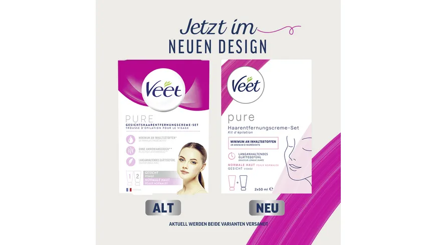 Veet PURE Gesicht Haarentfernungs-Creme Set 100 ml