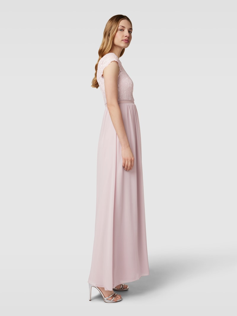 Abendkleid mit floraler Spitze in rosé