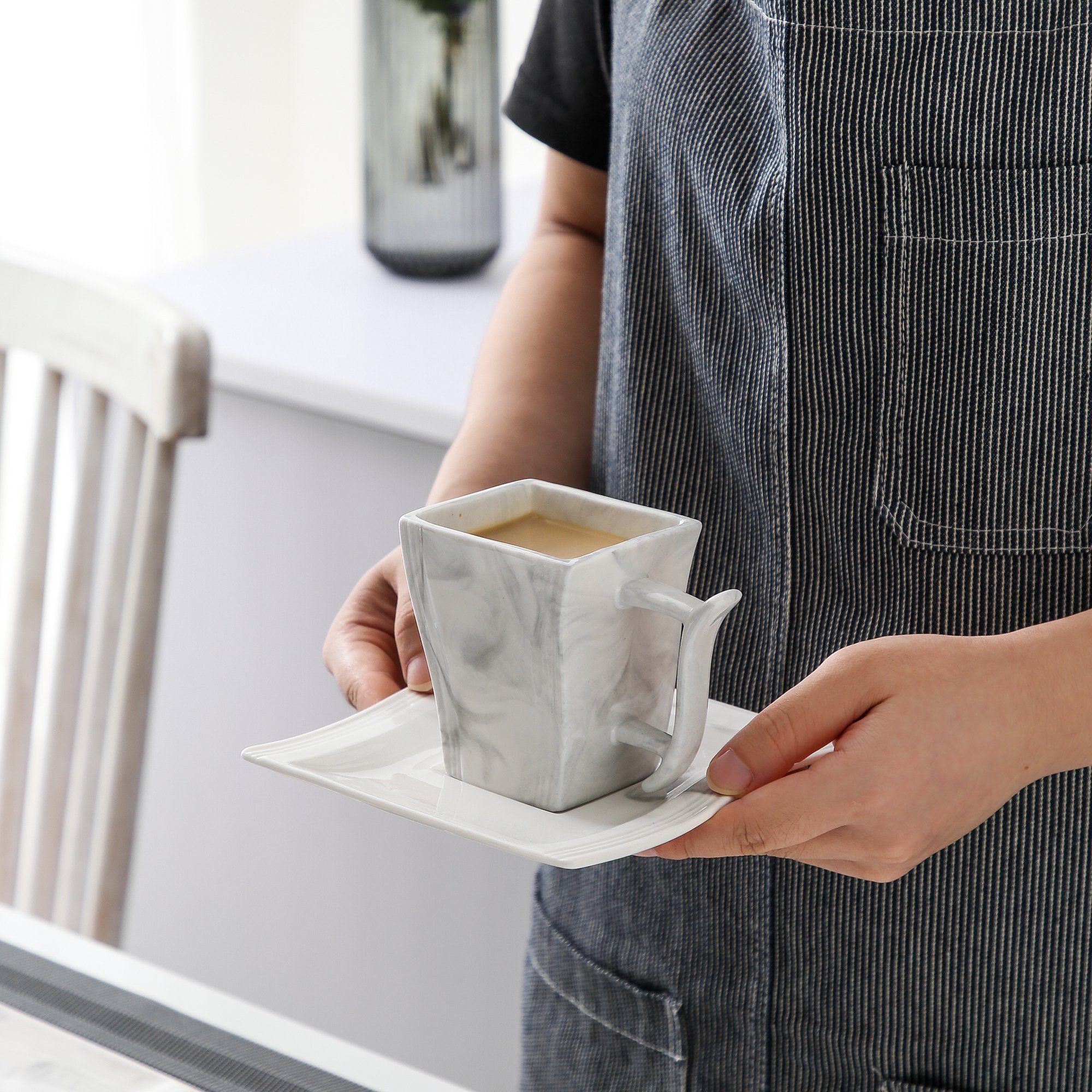 MALACASA Kombiservice FLORA (18-tlg), 6 Personen, Porzellan, Kaffeeservice