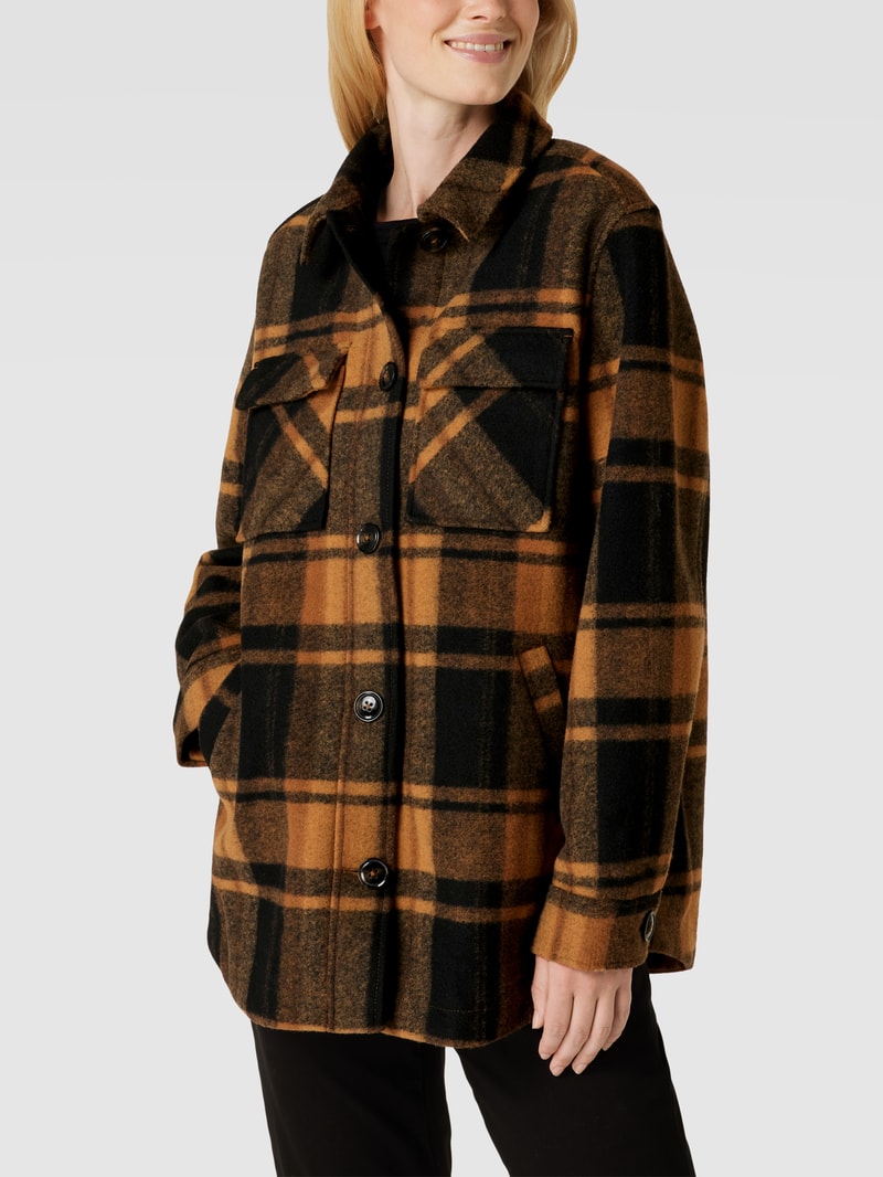 Hemdjacke mit Karomuster Modell 'Check' in camel meliert