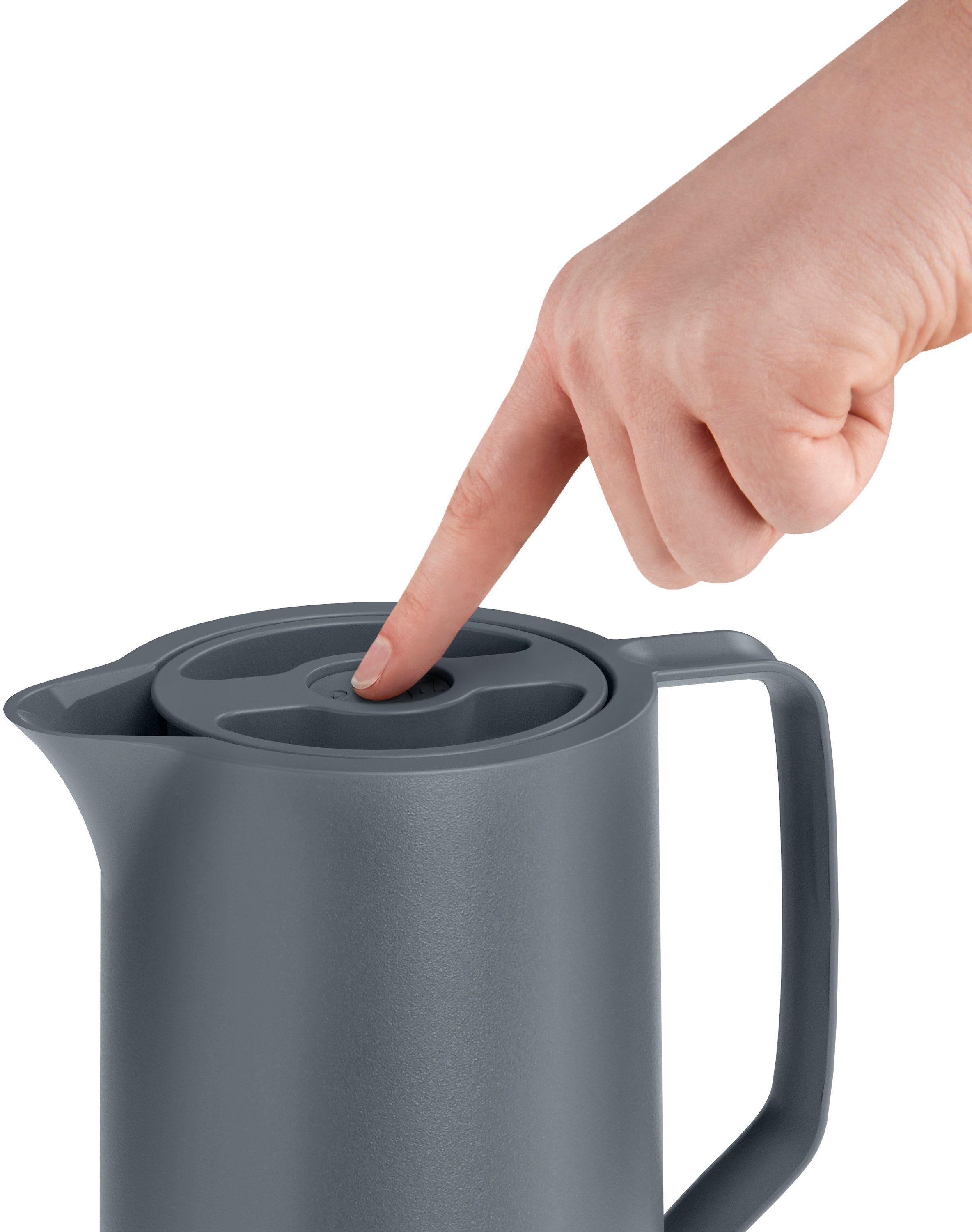 Emsa Isolierkanne Motiva, 1 l, Quick-Press-Deckel, Einhandbedienung, 12h warm/24h kalt, Glaskolben