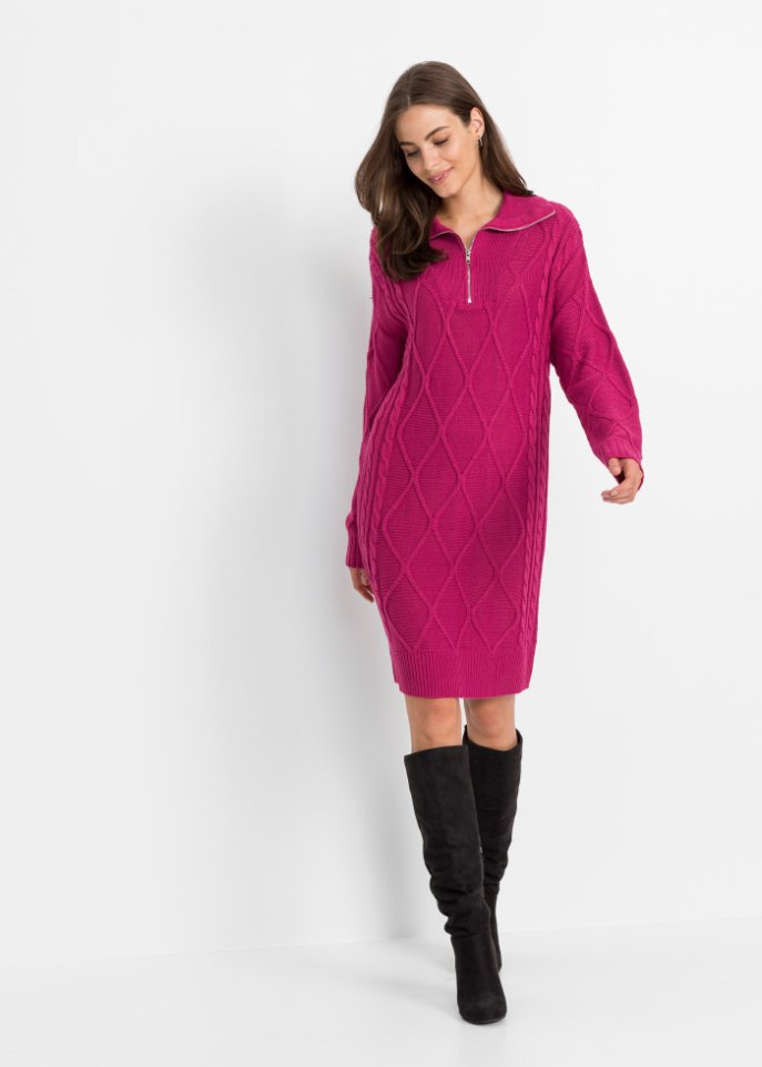 Strickkleid mit Troyer-Kragen