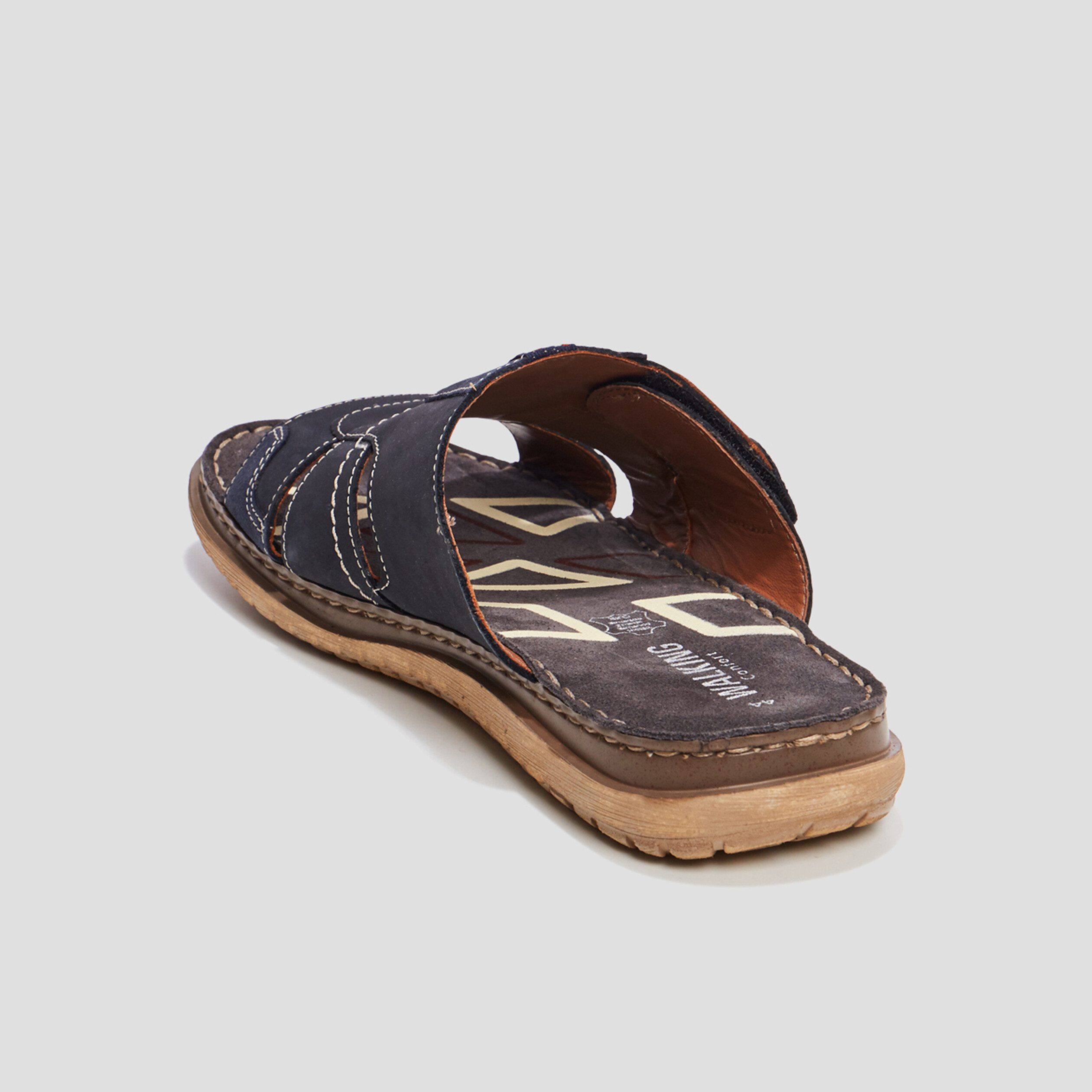Mules en cuir Walking bleu marine homme | La Halle