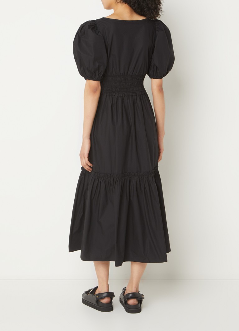 Robe tunique midi Ganni en coton biologique à manches bouffantes