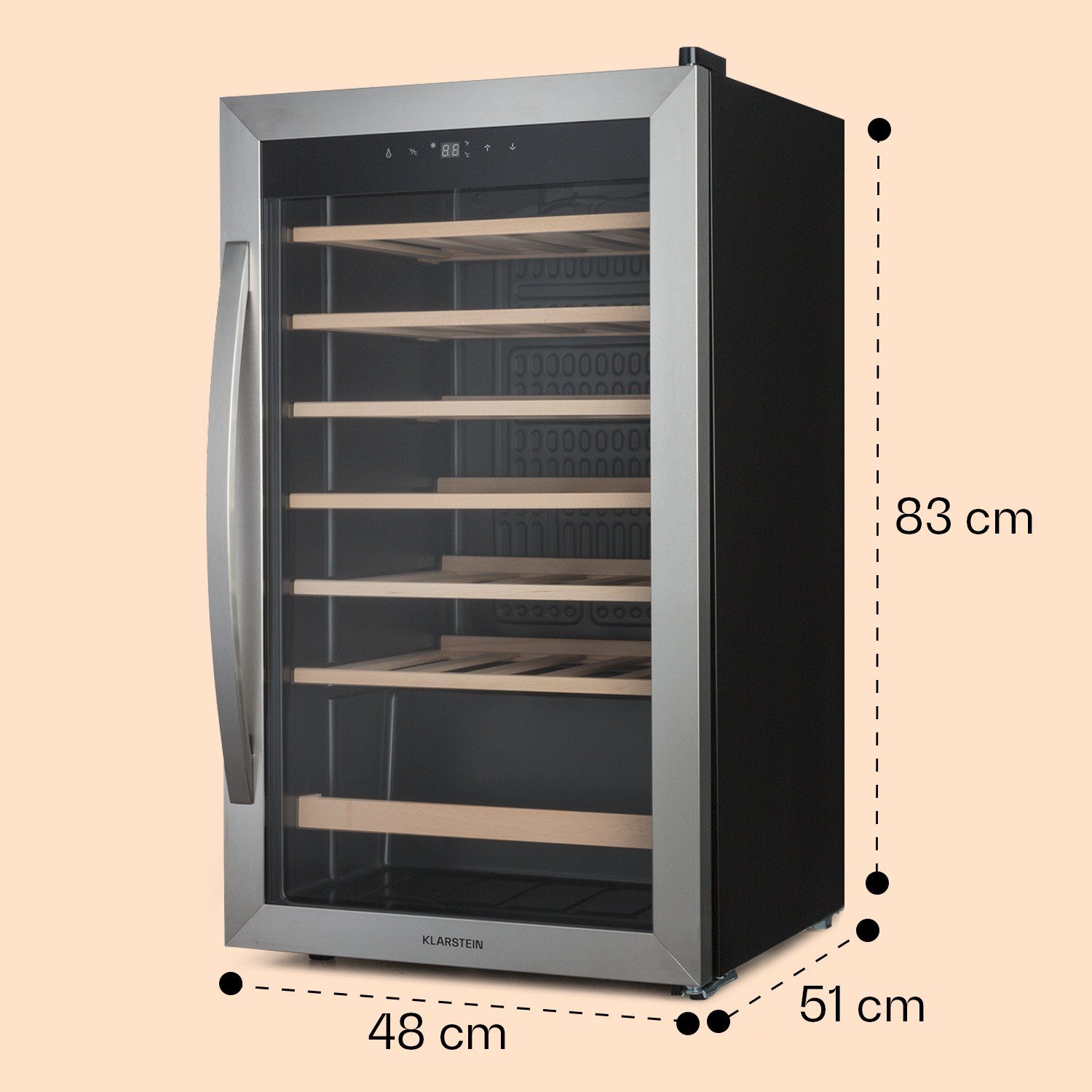 Klarstein Weinkühlschrank Vinamour 32 Uno, für 36 Standardflaschen á 0,75l,Wein Flaschenkühlschrank Weintemperierschrank Weinschrank Kühlschrank