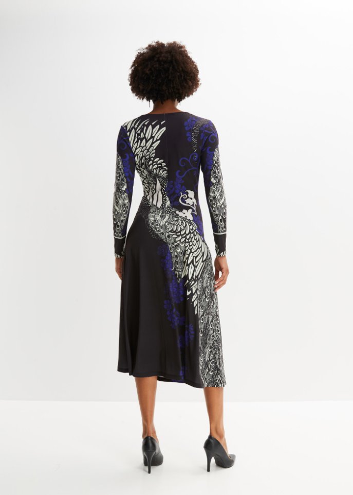 Midikleid mit Mesheinsatz