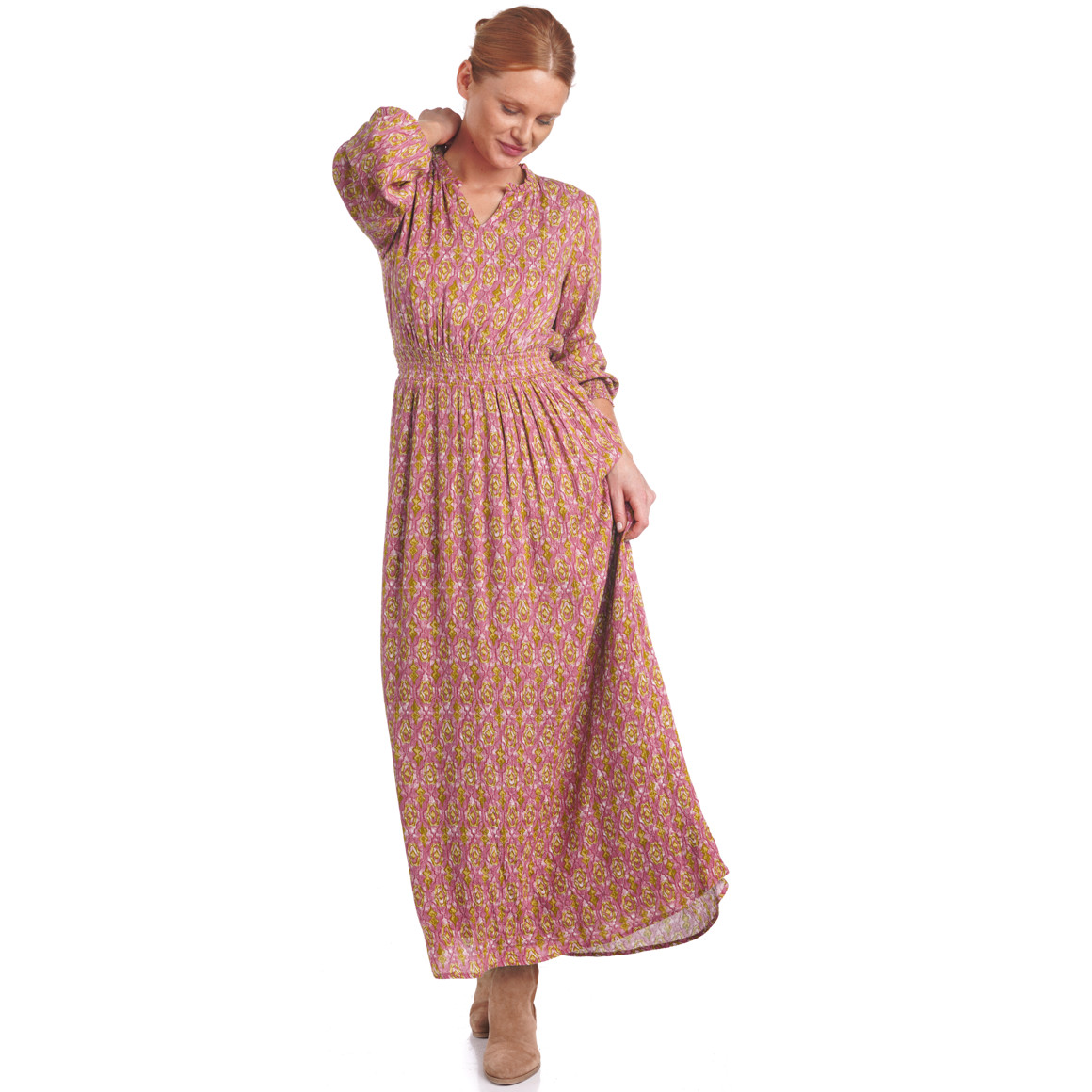 Damen Maxikleid mit grafischem Allover-Print