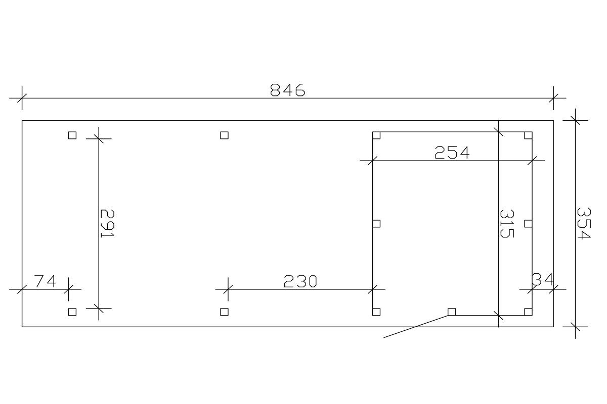 Skanholz Einzelcarport Emsland, BxT: 354x846 cm, 223 cm Einfahrtshöhe