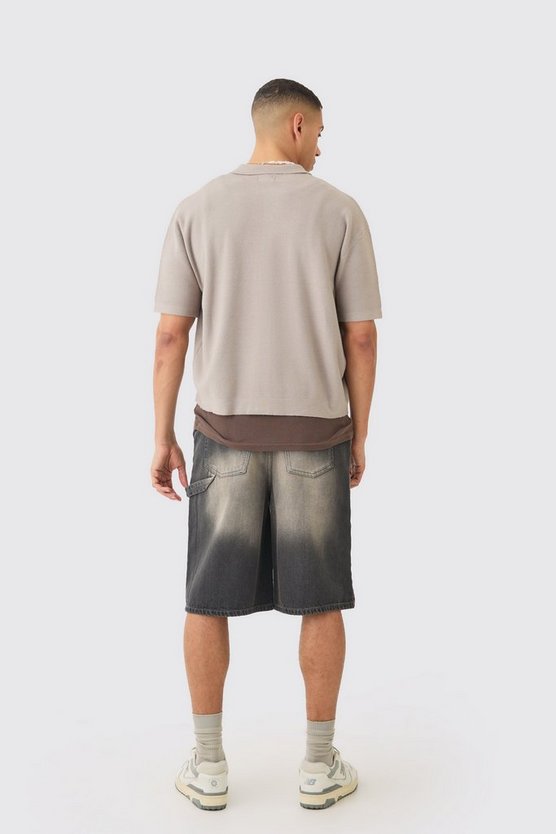 Kastiges Oversize Hemd mit kurzen Ärmeln