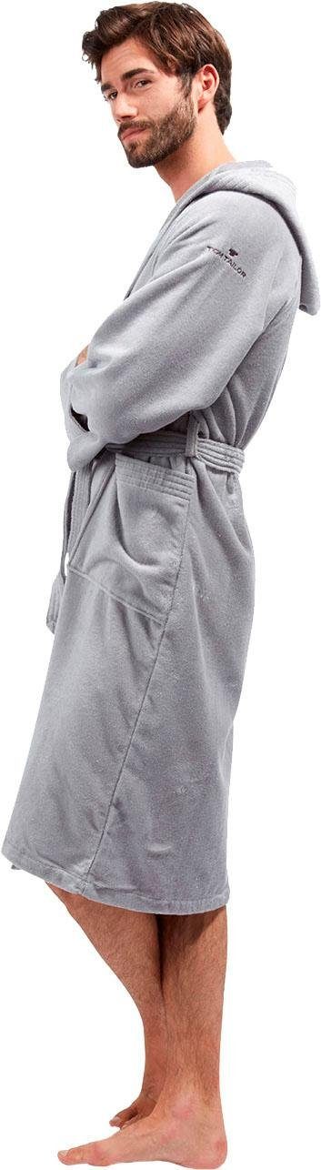 TOM TAILOR HOME Unisex-Bademantel Velours, Langform, Frotteevelours, Kapuze, Gürtel, für Damen & Herren, in feiner Samt-Optik