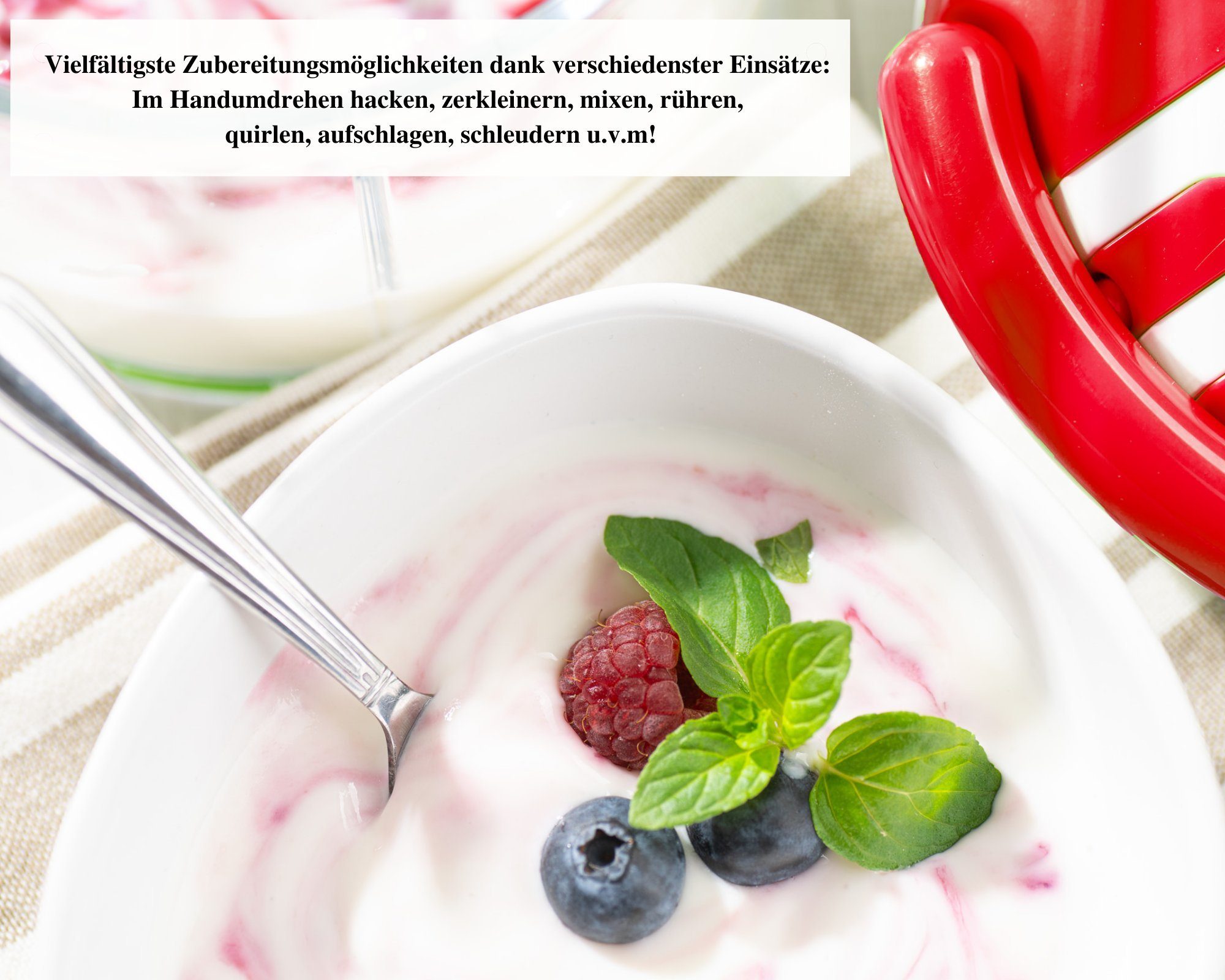 Genius Gemüsehobel Nicer Dicer Twist 9 tlg. Gemüseschneider, (Set, Zwiebelschneider Universal Zerkleiner), Salatschleuder Sieb mit Seilzug mit Fassungsvermögen 1000 ml