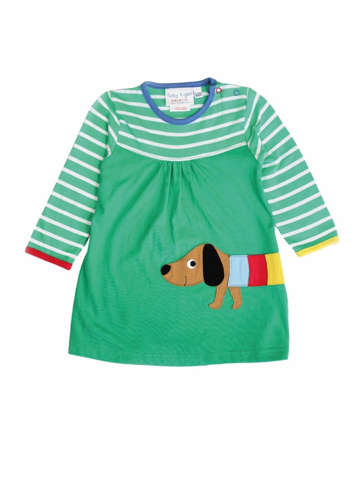 Toby Tiger Jerseykleid mit Hunde Applikation in grün günstig kaufen