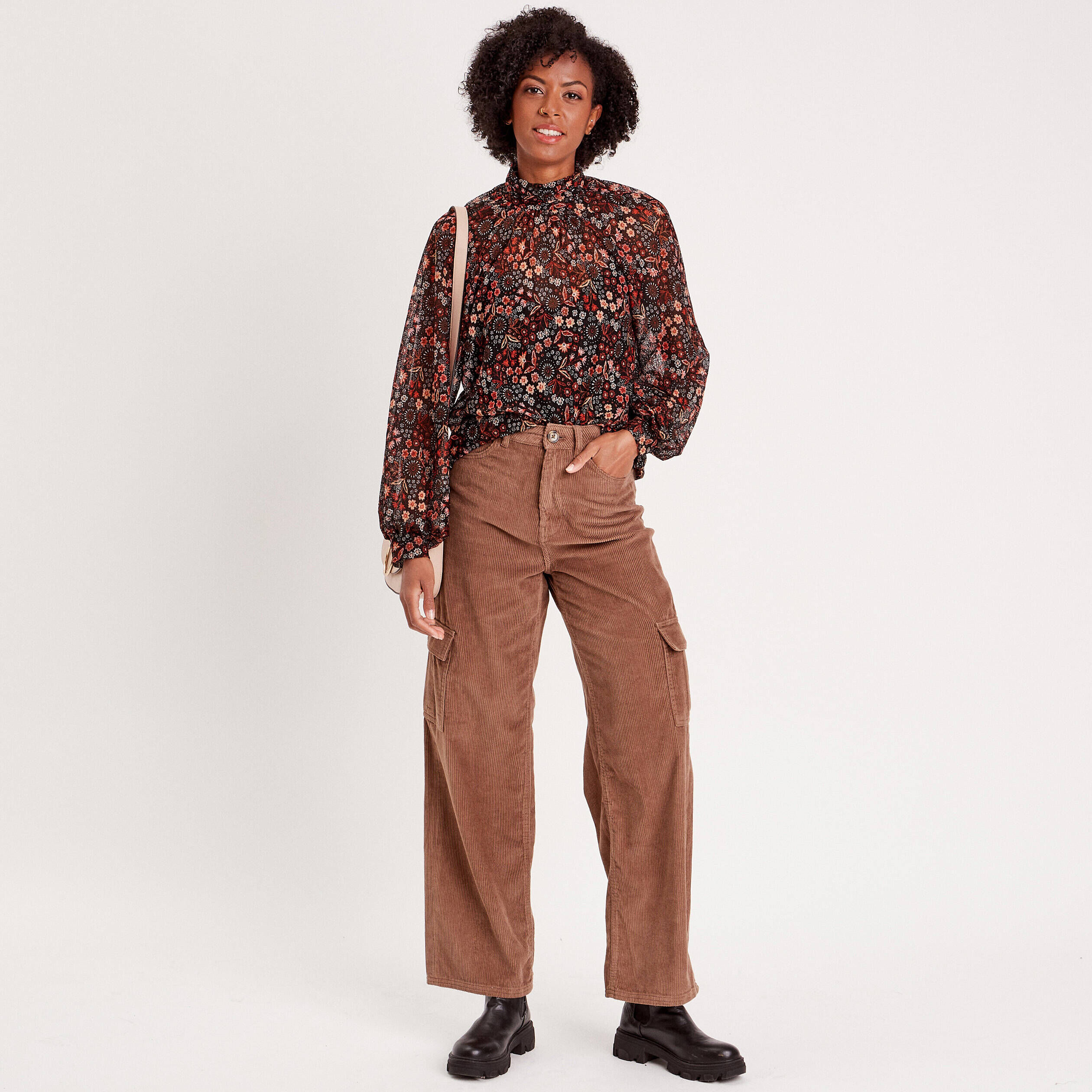Blouse col montant noir femme | Cache Cache