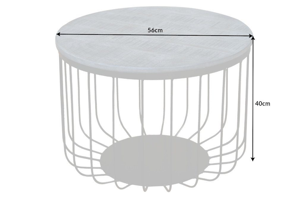 riess-ambiente Couchtisch FACTORY LOFT Ø60cm grau / schwarz (Einzelartikel, 1-St), Wohnzimmer · Mango-Massivholz · rund · Metall · handmade · Industrial