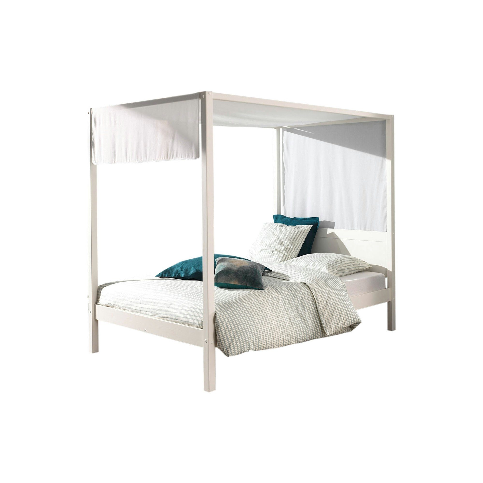 Kindermöbel 24 Himmelbett Alysa inkl Rolllattenrost + Textilhimmel